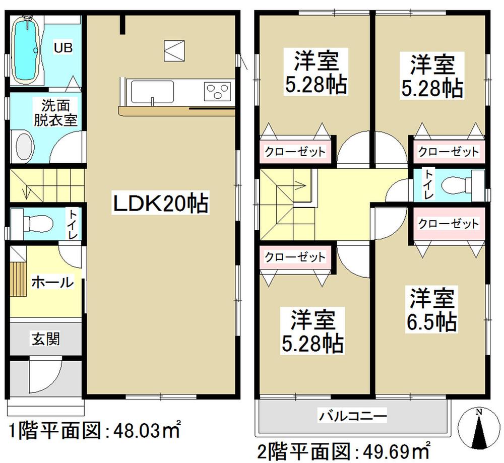 Floor plan. (1 Building), Price 29,300,000 yen, 4LDK, Land area 120 sq m , Building area 97.72 sq m