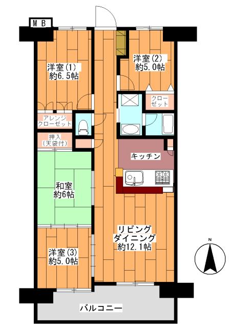 Floor plan. 4LDK, Price 21,800,000 yen, Occupied area 78.45 sq m , Balcony area 11.6 sq m