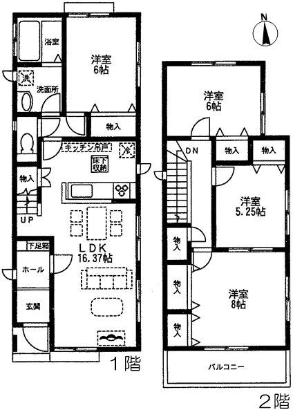 Floor plan. 29,800,000 yen, 4LDK, Land area 125.29 sq m , Building area 99.8 sq m