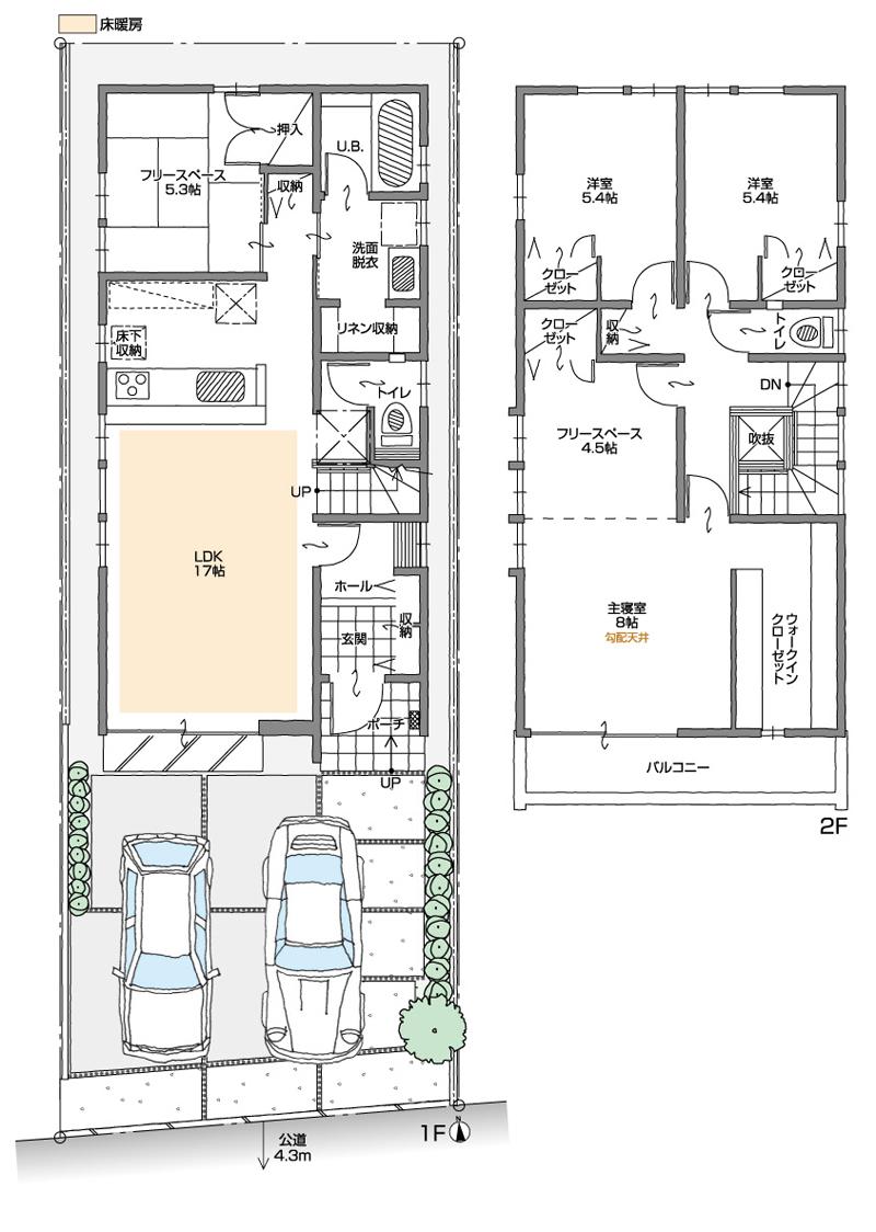 Floor plan. (A Building), Price 37,800,000 yen, 3LDK+3S, Land area 124.19 sq m , Building area 116.77 sq m