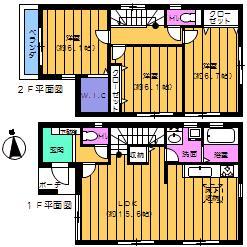 Floor plan. (Building 2), Price 24,900,000 yen, 3LDK, Land area 102.04 sq m , Building area 86.55 sq m