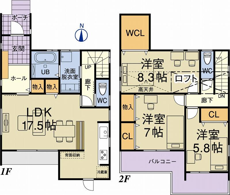 Floor plan. 34 million yen, 3LDK, Land area 118.91 sq m , Building area 102.27 sq m