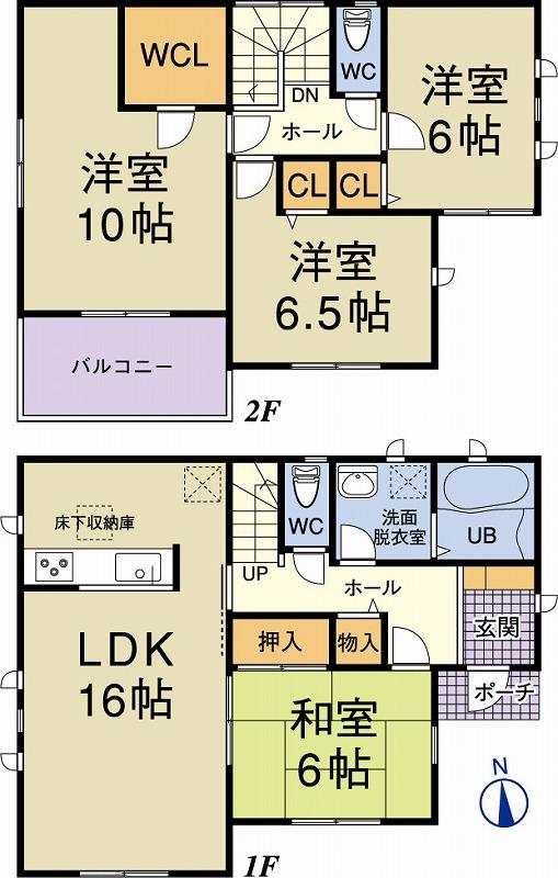 Floor plan. 34,800,000 yen, 4LDK, Land area 168.57 sq m , Building area 106 sq m