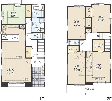 Floor plan. (D Building), Price 34,800,000 yen, 5LDK, Land area 145.01 sq m , Building area 141.66 sq m