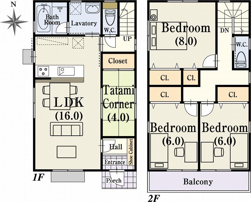 Floor plan. 33,300,000 yen, 4LDK, Land area 147.35 sq m , Building area 99.2 sq m