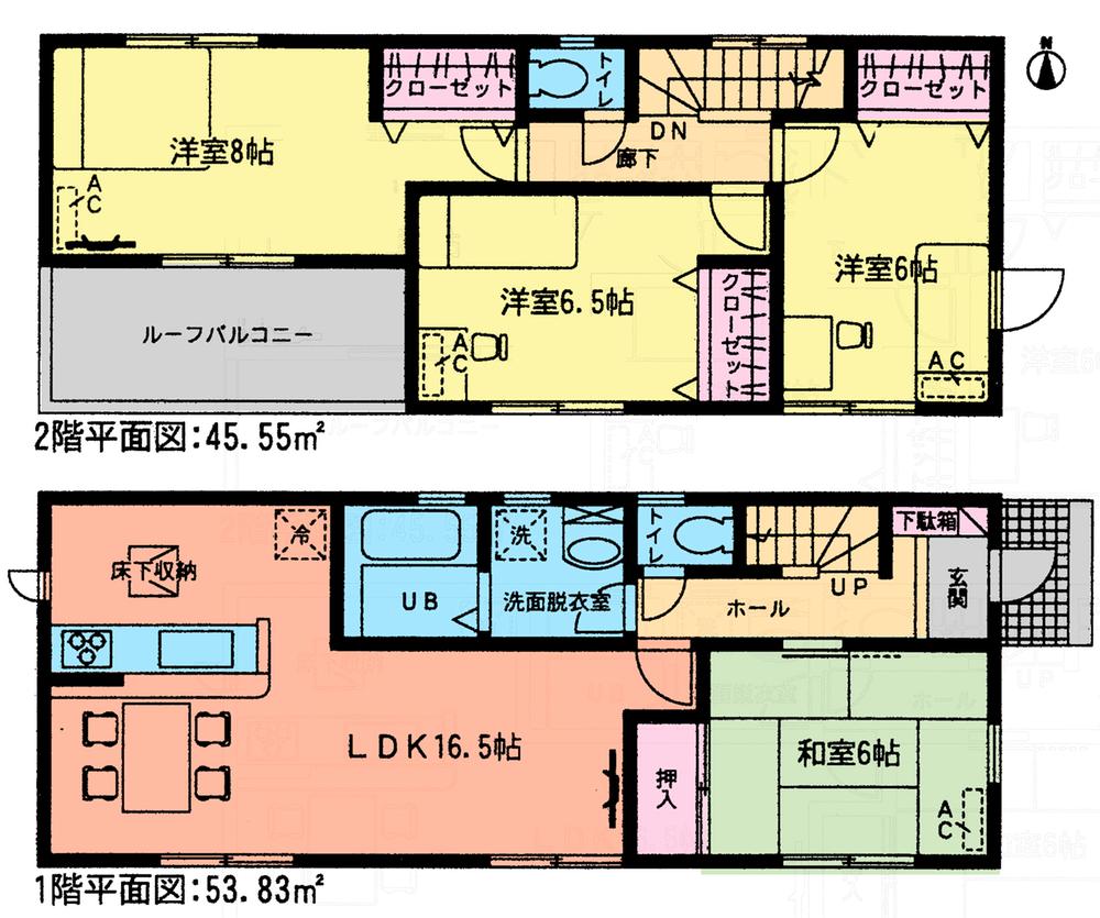 Floor plan. (Building 2), Price 29,300,000 yen, 4LDK, Land area 174.99 sq m , Building area 99.38 sq m