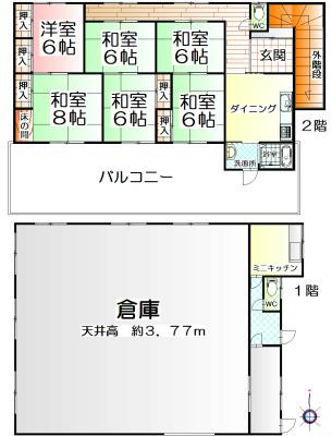 Floor plan. 34 million yen, 6DK, Land area 309.78 sq m , Building area 277.71 sq m