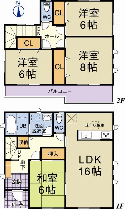 Floor plan. 36,800,000 yen, 4LDK, Land area 146.74 sq m , Building area 104.34 sq m