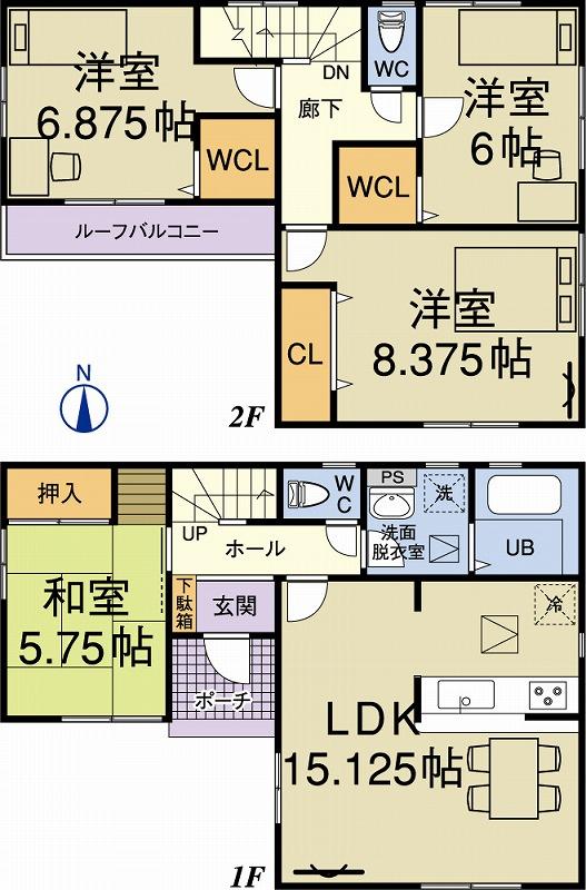 Floor plan. Price 24,800,000 yen, 4LDK, Land area 123.64 sq m , Building area 98.97 sq m