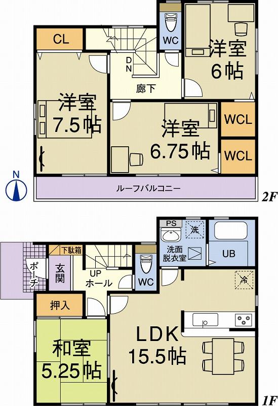 Floor plan. Price 21.3 million yen, 4LDK, Land area 141.66 sq m , Building area 98.96 sq m