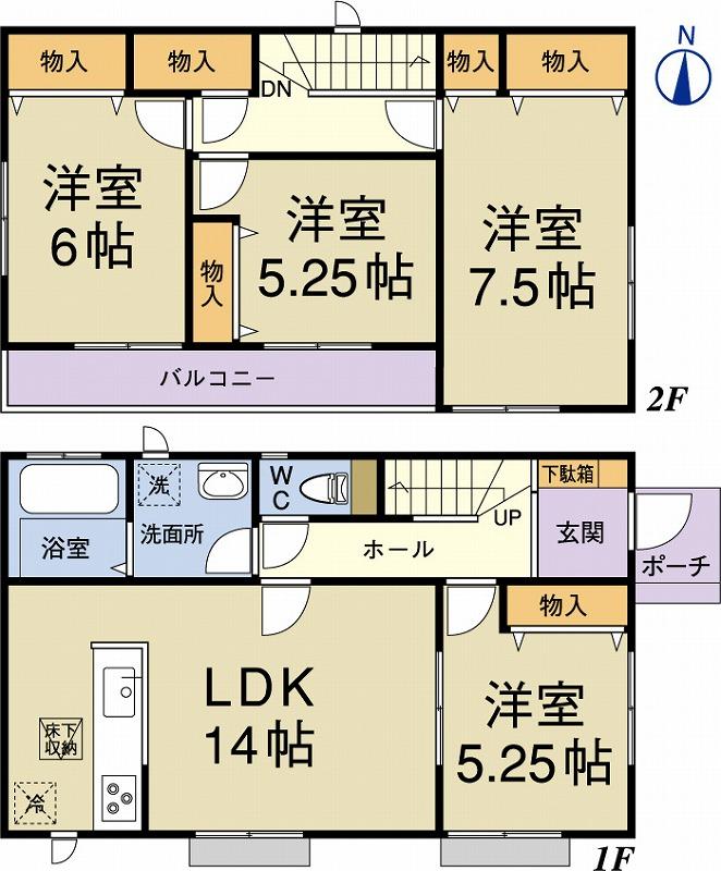 Floor plan. 24,900,000 yen, 4LDK, Land area 124.24 sq m , Building area 93.58 sq m