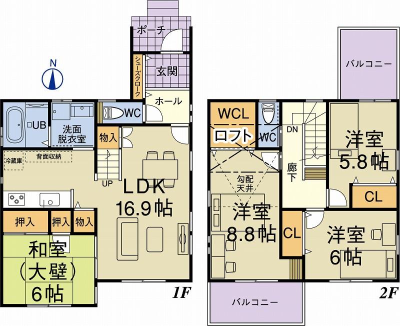 Floor plan. 33,260,000 yen, 4LDK, Land area 119.28 sq m , Building area 106.81 sq m