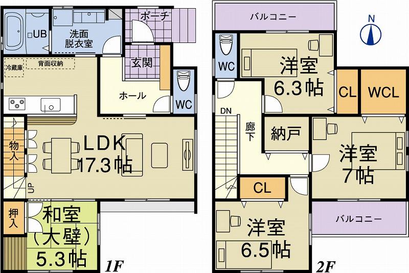Floor plan. 37,100,000 yen, 4LDK + S (storeroom), Land area 117.22 sq m , Building area 110.96 sq m