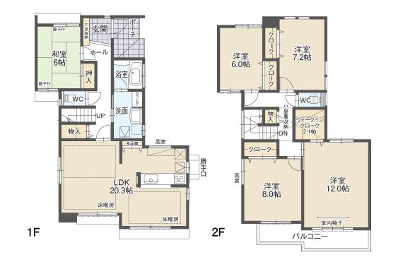 Floor plan. (E Building), Price 30,800,000 yen, 5LDK, Land area 165.5 sq m , Building area 142.1 sq m