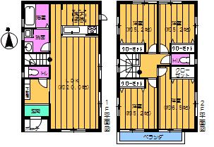 Floor plan. (1 Building), Price 29,300,000 yen, 4LDK, Land area 120 sq m , Building area 97.72 sq m
