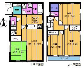 Floor plan. (4 Building), Price 28,300,000 yen, 4LDK, Land area 120 sq m , Building area 97.31 sq m