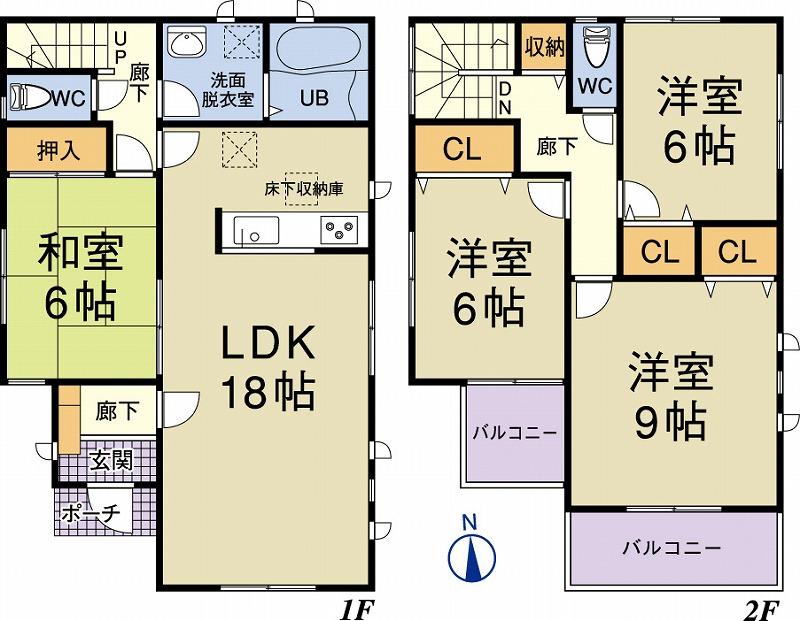 Floor plan. 35,800,000 yen, 4LDK, Land area 132.81 sq m , Building area 106 sq m
