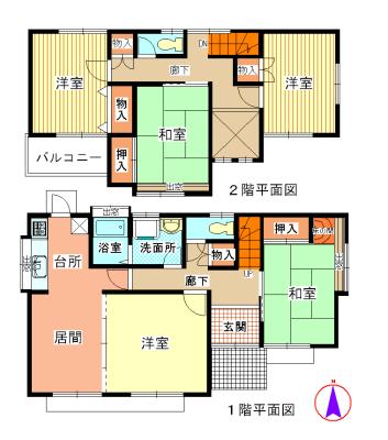 Floor plan. 21,800,000 yen, 5LDK, Land area 159.1 sq m , Building area 105.98 sq m