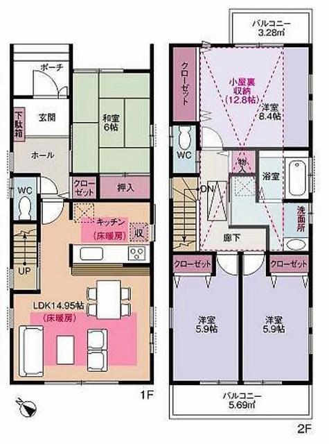 Floor plan. 27,800,000 yen, 4LDK, Land area 113.93 sq m , Building area 106.02 sq m
