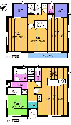 Floor plan. (1 Building), Price 23 million yen, 4LDK, Land area 130.04 sq m , Building area 97.2 sq m