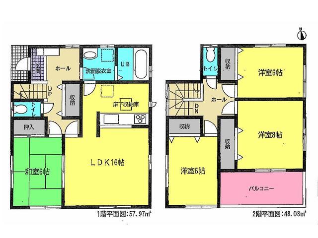 Floor plan. 28.8 million yen, 4LDK, Land area 134.89 sq m , Building area 106 sq m