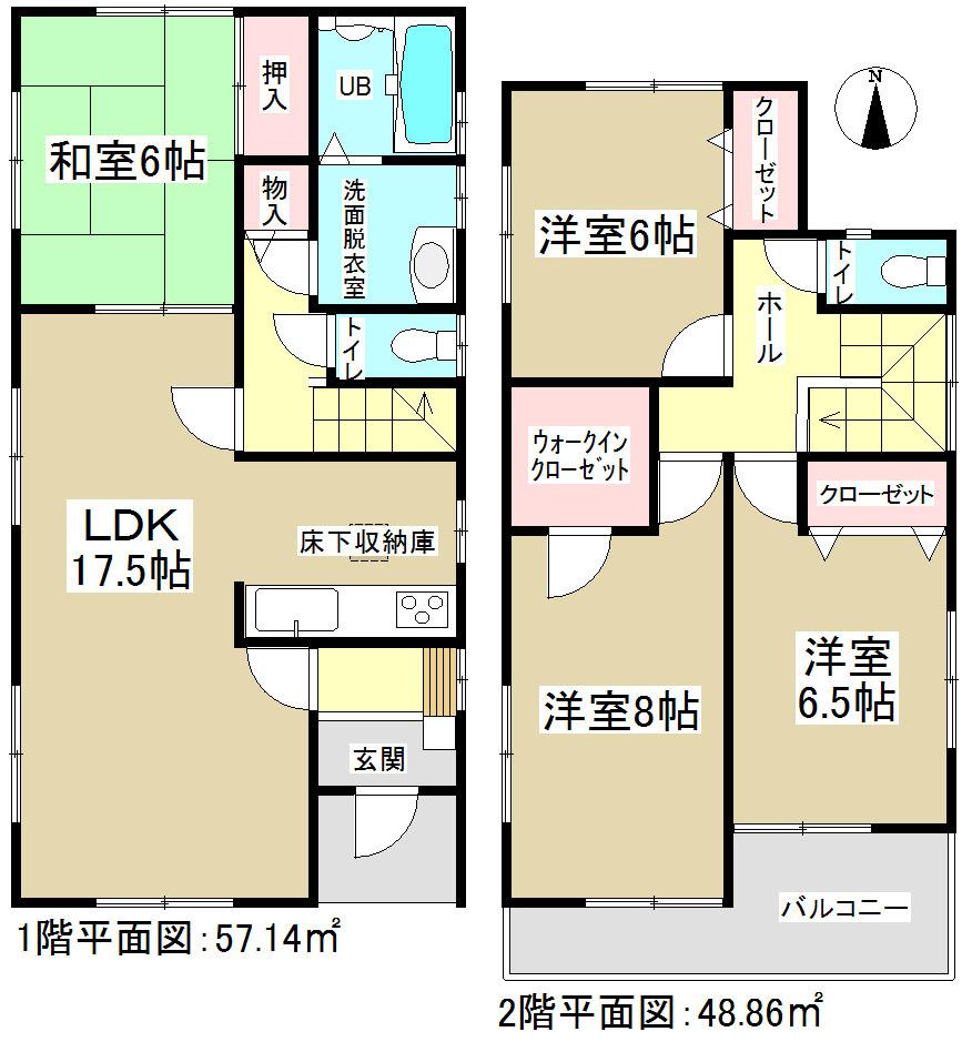 Floor plan. 28.8 million yen, 4LDK, Land area 142.44 sq m , Building area 106 sq m all room 6 quires more! 