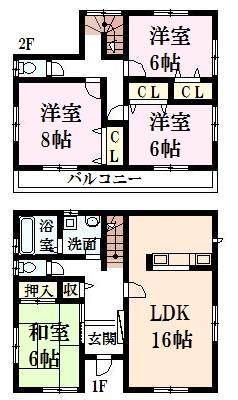 Floor plan. 28.8 million yen, 4LDK, Land area 148.78 sq m , Building area 104.34 sq m