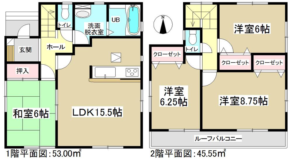 Floor plan. (1 Building), Price 26,800,000 yen, 4LDK, Land area 164.9 sq m , Building area 98.55 sq m