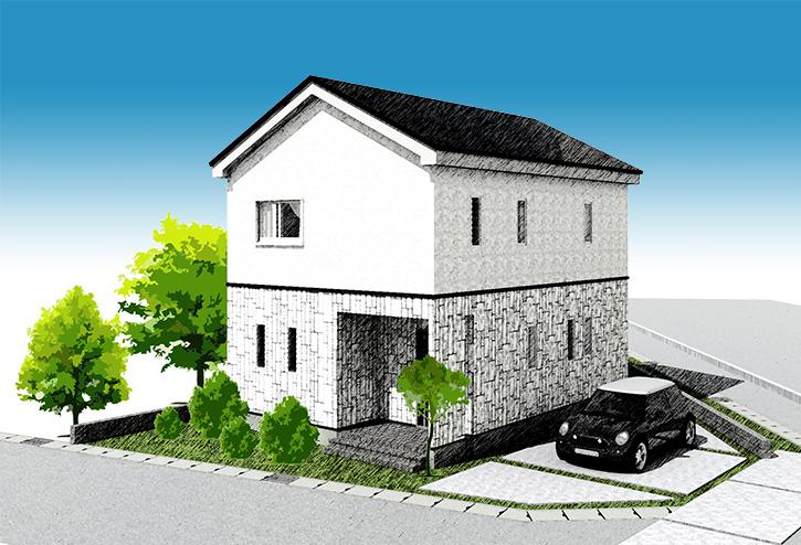 Rendering (appearance). (A building) is Rendering. Price 26.7 million yen, Site area 130.82m2, Total floor area 101.44m2 (2012.11.19 update)