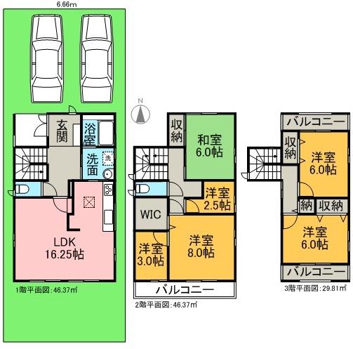 Floor plan. 22,800,000 yen, 4LDK + 2S (storeroom), Land area 119.88 sq m , Building area 122.55 sq m