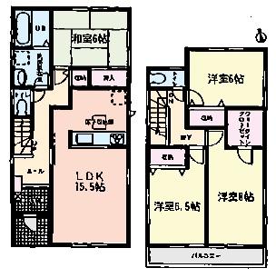 Floor plan. (4 Building), Price 29,800,000 yen, 4LDK, Land area 155.31 sq m , Building area 105.17 sq m
