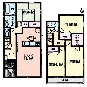 Floor plan. (6 Building), Price 29,800,000 yen, 4LDK, Land area 158.11 sq m , Building area 105.17 sq m