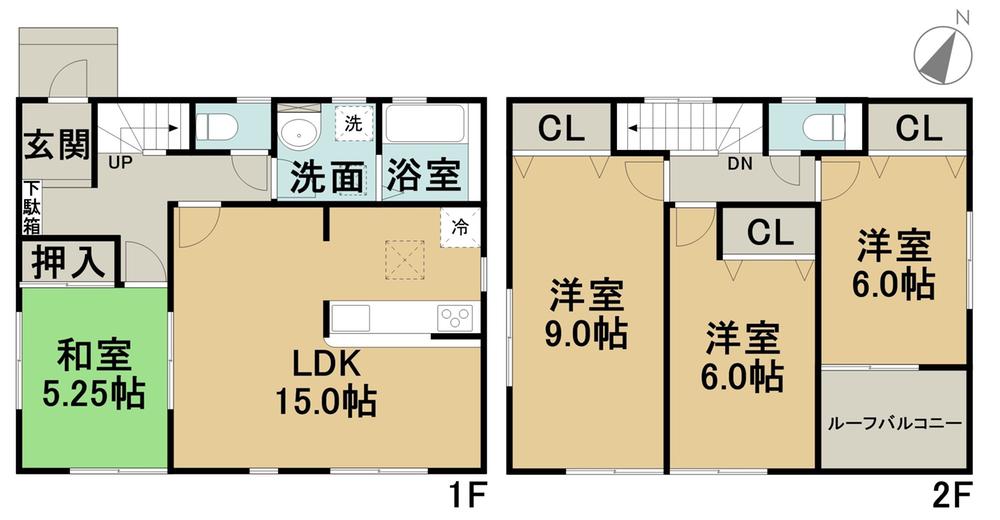Floor plan. 20.8 million yen, 4LDK, Land area 142.6 sq m , Is a floor plan of the building area 99.39 sq m 2 Building. 