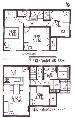 Floor plan. 19.9 million yen, 4LDK, Land area 115.21 sq m , Building area 95.24 sq m