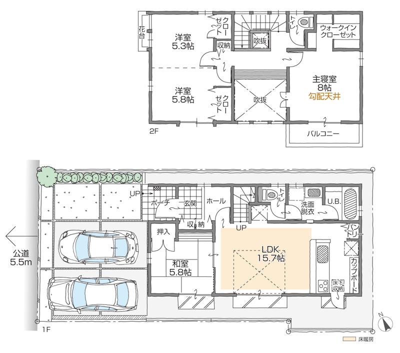Floor plan. (G Building), Price 35,500,000 yen, 4LDK+S, Land area 127.82 sq m , Building area 104.77 sq m