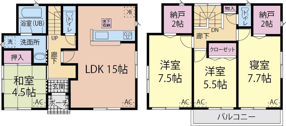Floor plan. (1 Building), Price 23 million yen, 4LDK+2S, Land area 130.04 sq m , Building area 97.2 sq m