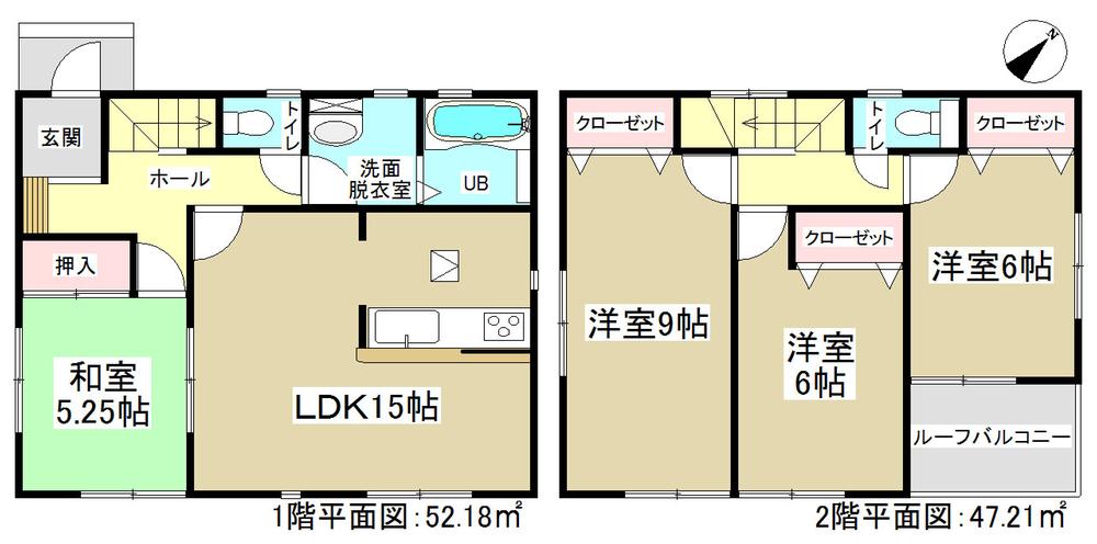 Floor plan. 20.8 million yen, 4LDK, Land area 142.6 sq m , Building area 99.39 sq m total living room facing south! 