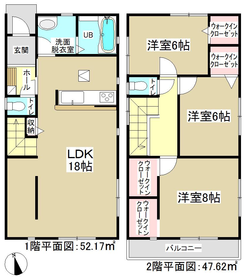 Floor plan. (1 Building), Price 25,800,000 yen, 3LDK, Land area 122.99 sq m , Building area 99.79 sq m