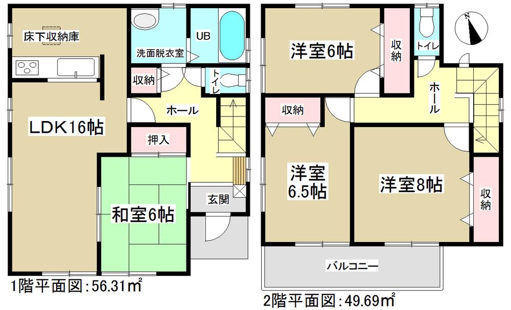 Floor plan. 29,800,000 yen, 4LDK, Land area 134.89 sq m , Building area 106 sq m all room 6 quires more! 