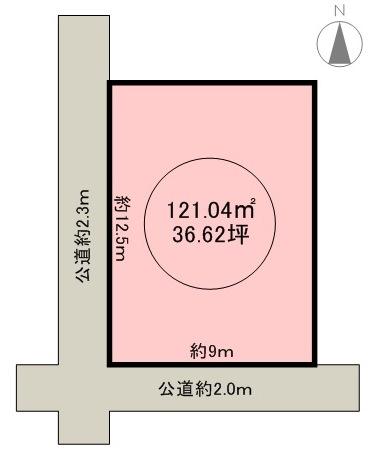 Compartment figure. Land price 11.8 million yen, Good day in the land area 121.04 sq m southwest corner lot.