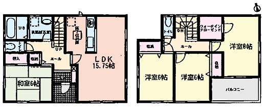 Floor plan. (Building 2), Price 26,800,000 yen, 4LDK, Land area 178.13 sq m , Building area 103.51 sq m