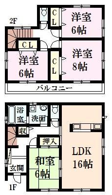 Floor plan. 28.8 million yen, 4LDK, Land area 148.78 sq m , Building area 104.34 sq m
