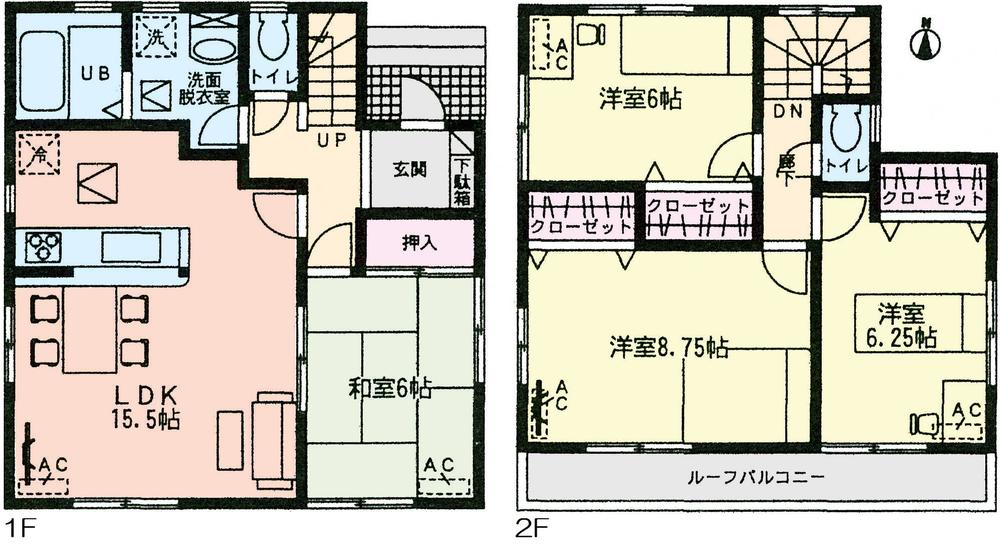 Floor plan. (Building 2), Price 26,800,000 yen, 4LDK, Land area 165.02 sq m , Building area 98.55 sq m