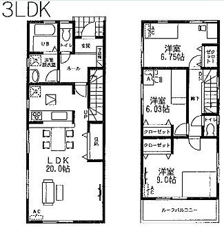 Floor plan. 24,900,000 yen, 3LDK, Land area 120.28 sq m , Building area 99.79 sq m