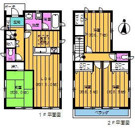Floor plan. (Building 2), Price 22 million yen, 4LDK, Land area 130.45 sq m , Building area 93.55 sq m