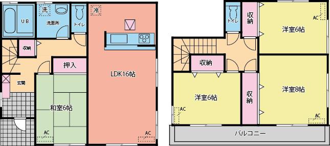 Floor plan. (1 Building), Price 29,800,000 yen, 4LDK, Land area 144.86 sq m , Building area 104.34 sq m