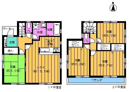 Floor plan. (1 Building), Price 26,800,000 yen, 4LDK, Land area 164.9 sq m , Building area 98.55 sq m