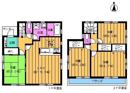 Floor plan. (1 Building), Price 26,800,000 yen, 4LDK, Land area 164.9 sq m , Building area 98.55 sq m