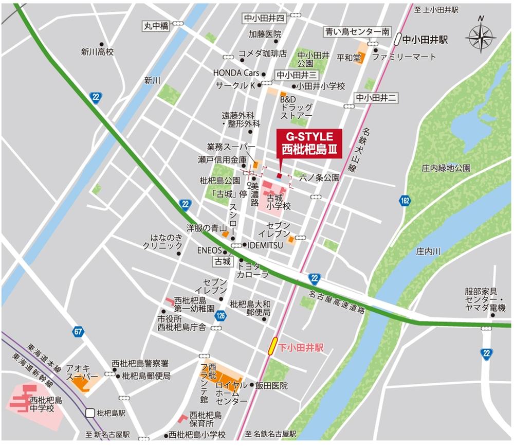 Local guide map. Sales center, we have installed in the "Nishibiwashima IV". 
