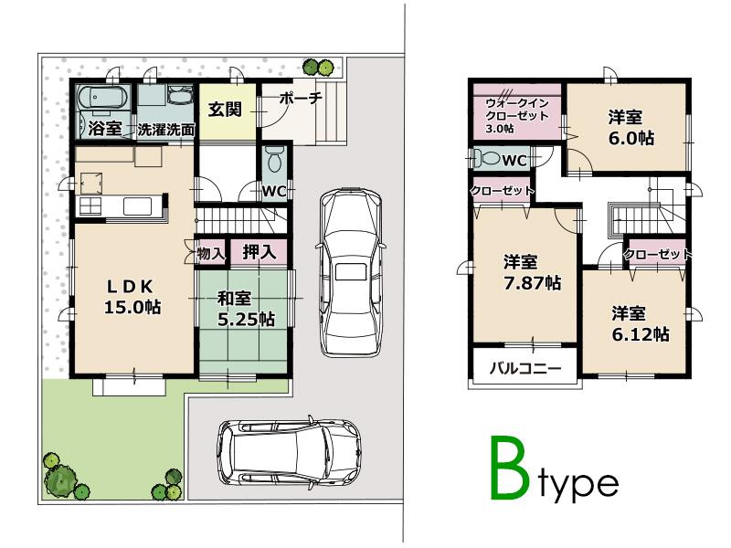 Floor plan. (B), Price 31.7 million yen, 4LDK, Land area 141 sq m , Building area 105.58 sq m